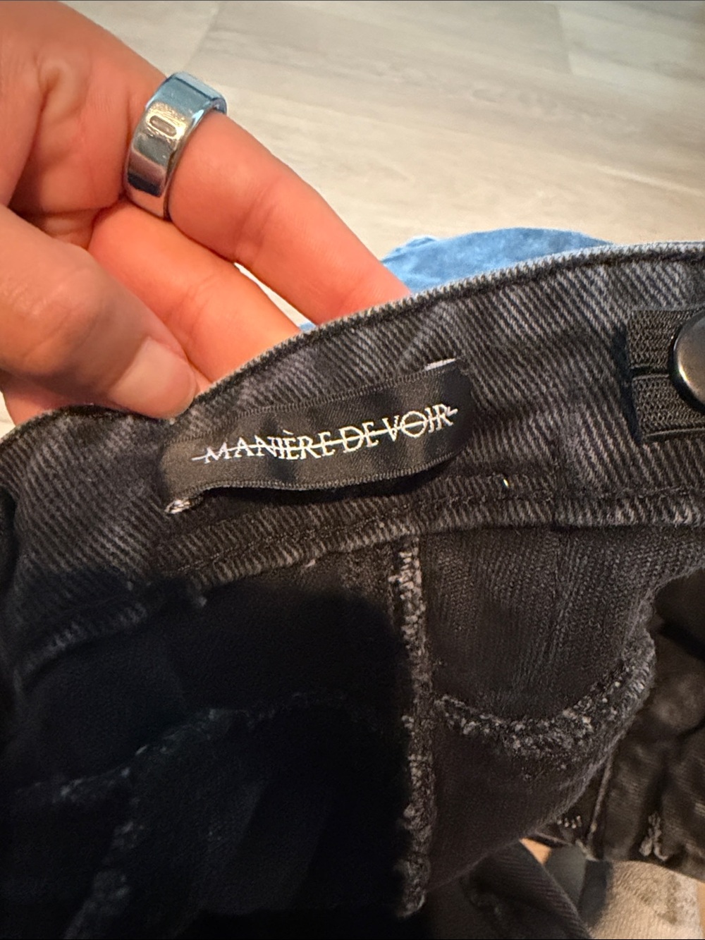 Maniere De Voir Black Straight Cargo Jeans with Zip Details - Picture 2 of 3